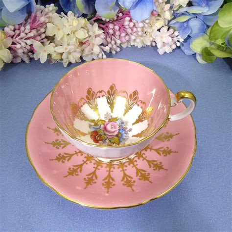 Vintage Aynsley Pink Tea Cup And Saucer Duo Pink Rose Tea Cup Etsy Pink Tea Cups Rose Tea