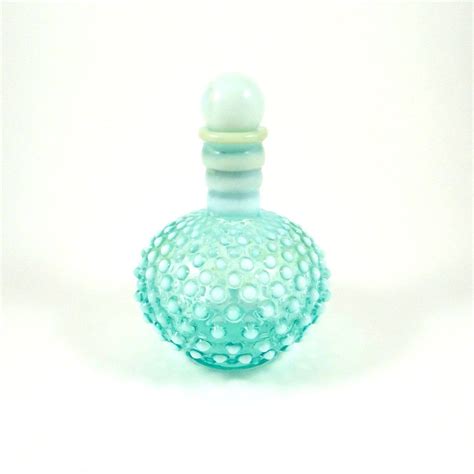 Vintage Fenton Aqua Blue Opalescent Hobnail Perfume Bottle Etsy