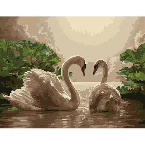 Two Swans Animal Diy Painting By Numbers Kits Drawing Paint By Number