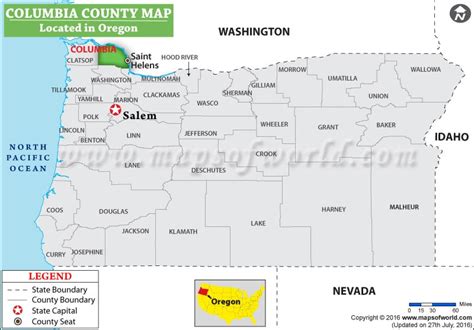 Columbia County Map Oregon