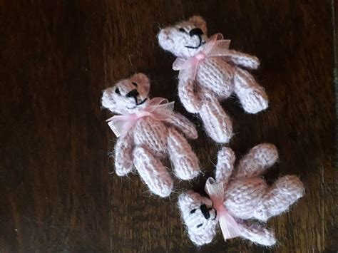Tiny Teddy Bear Hand Knit In Alpaca Wool Etsy