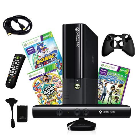 Microsoft Xbox 360 4gb Kinect Console With 2 Games And 4 In 1 Accessory Kit Bundle