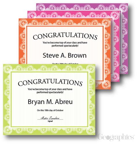 Assorted Auroral Congratulation Certificates 40 Count Certificates