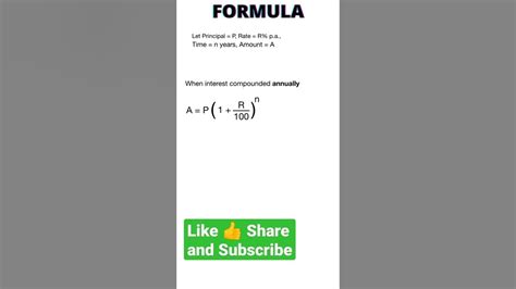 Amount Formula Annually Compound Interest Mathematics Avlw