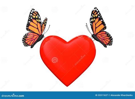 Love Concept Two Butterflies With Heart Stock Illustration