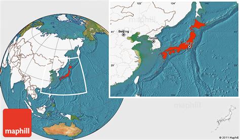 Satellite Location Map Of Japan Highlighted Continent