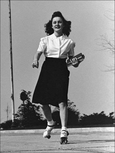 Rollerskating To College Class 1950s Pictures Of Roller Skates Girls