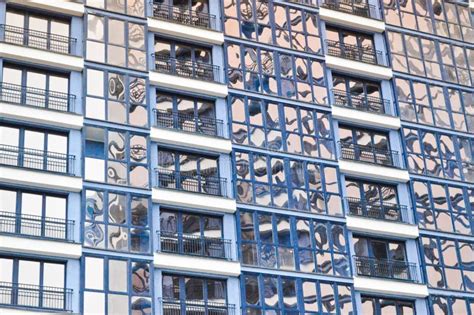 Beautiful Modern Blue Glass Fiberglass Windows Of The Facade Wall Of A