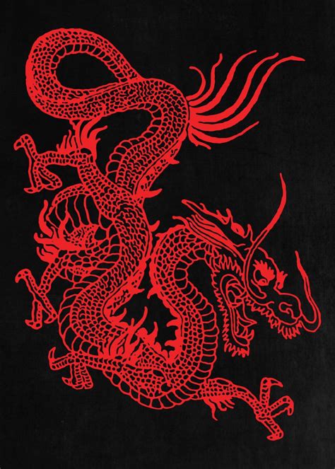 Red Chinese Dragon Beast Poster By John Marinakis Displate