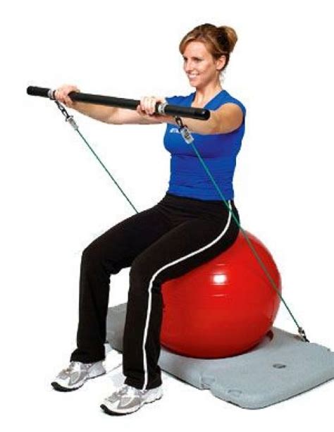Thera Band Exercise With Exercise Ball Strengthens Arm And Dynamic