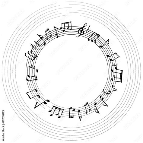 Music Notes Border Musical Background Music Style Round Shape Frame