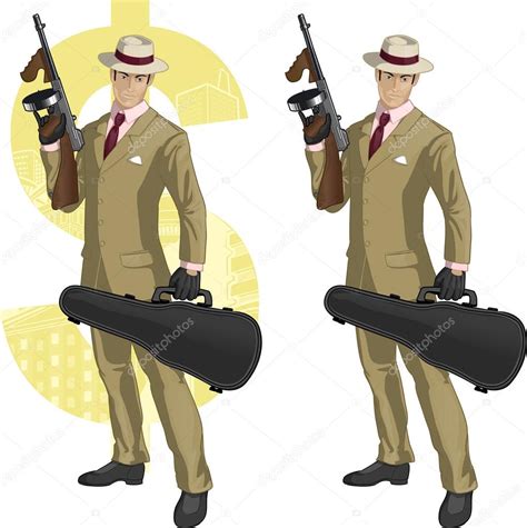 Mafioso Hisp Nico Com Desenhos Animados Tommy Gun Stock Vector By Zhaconda