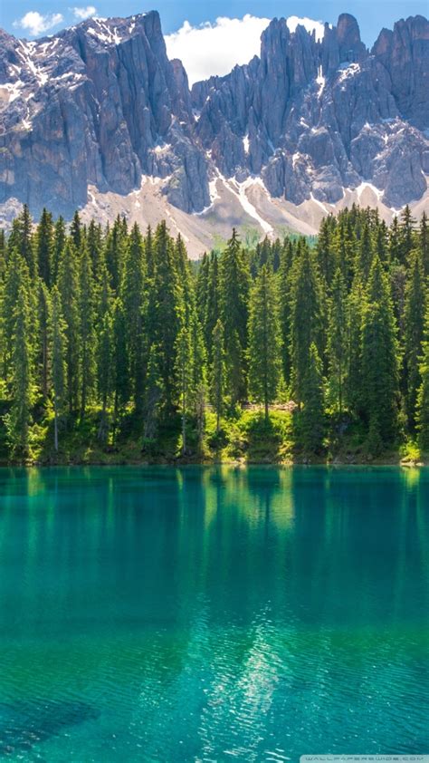 Karersee Lake Dolomites Mountains Italy Ultra Hd Desktop Background