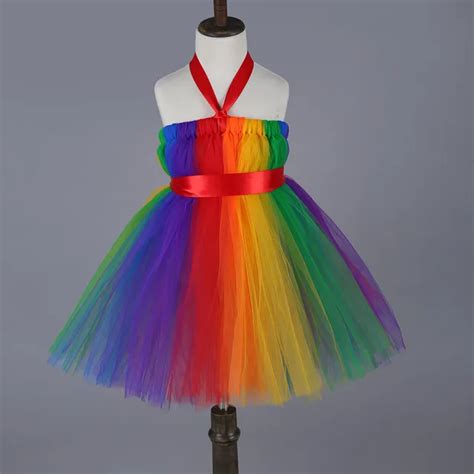 Colorful Rainbow Girls Dress Princess Ball Gown Tutu Dress For Party