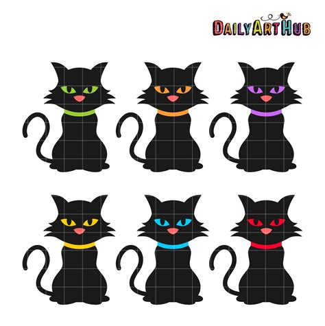 Halloween Black Cats Clip Art Set Daily Art Hub Graphics