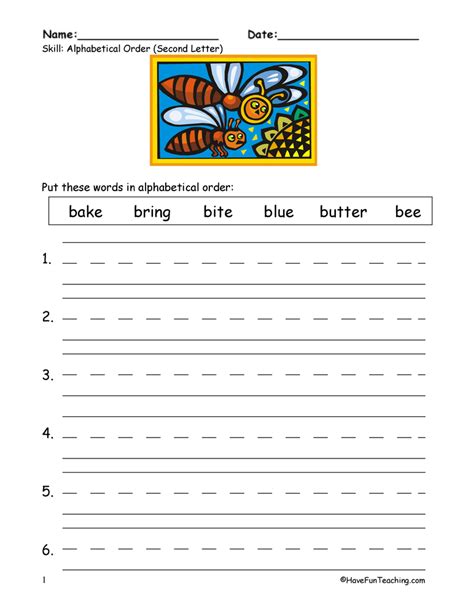 2nd Grade Alphabetical Order Worksheets With Answers Class 2 English