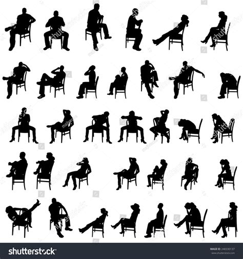 Vector Silhouettes People Who Sit On Stock Vector 248330137 - Shutterstock