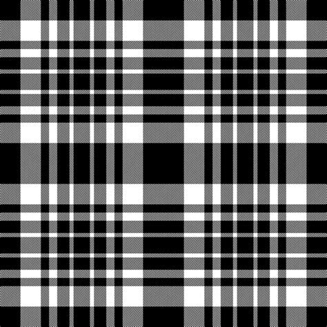 Plaid Seamless Pattern In Black White Check Fabric Texture Vector