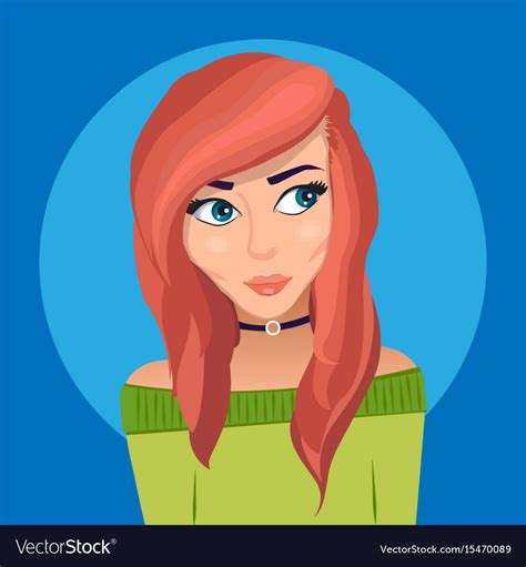 Beautiful Red Haired Girl With Blue Eyes Vector Image