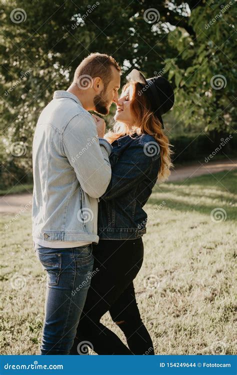 Happy Loving Couple Outdoor In Park Stock Photo Image Of Happiness