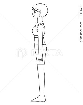 Female Sideways Whole Body Slim Line Drawing Stock Illustration PIXTA