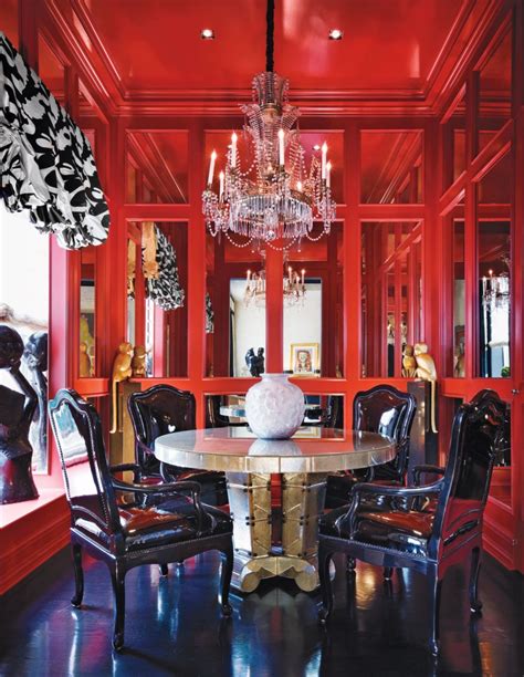 Eclectic Red Dining Room Luxe Interiors Design