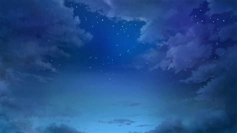 Tree Silhouette Anime Night Sky