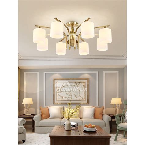 In general, look for a warm white color temperature for living rooms and bedrooms, a bright white color temperature for kitchens and workspaces and a daylight color temperature for reading nooks and studies. Modern Gold Ceiling Lights Semi Flush Living Room Multi ...