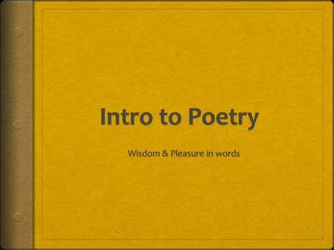 Ppt Intro To Poetry Powerpoint Presentation Free Download Id2527174
