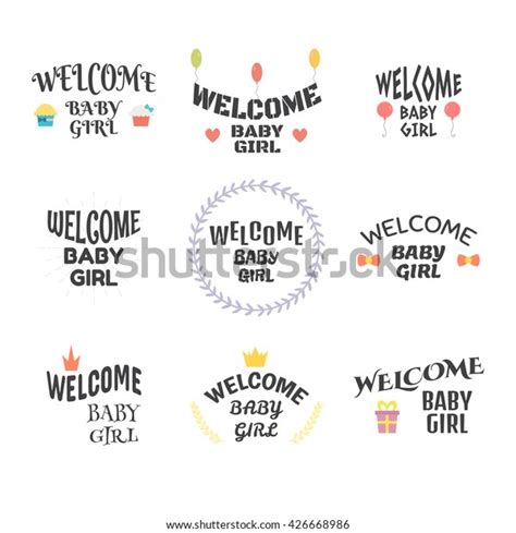 Welcome Baby Girl Baby Shower Design Stock Vector Royalty Free
