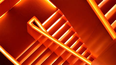 Download Wallpaper 1920x1080 Stairs Neon Backlight Glow