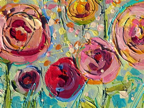 Daily Painters Abstract Gallery Sweet Summer Roses 12101 Mixed Media Abstract Acrylic Floral