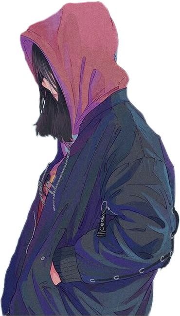 Depressed Anime Girl With Mask And Hoodie