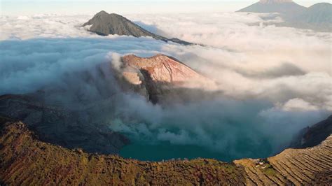 Aerial View Of Kawah Ijen Volcano In Java Indonesia