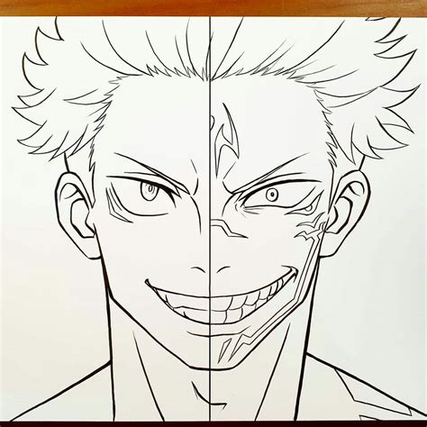Itadori Yuji And Ryomen Sukuna Naruto Sketch Drawing Anime Sketch