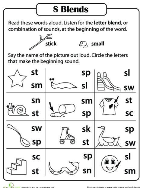 Consonant Sounds S Blends Worksheets 99worksheets