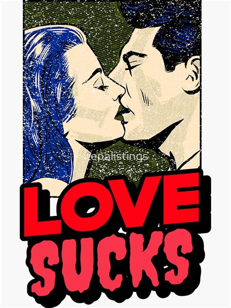 Vintage Comic Love Sucks Man And Woman Kissing Sticker For Sale By