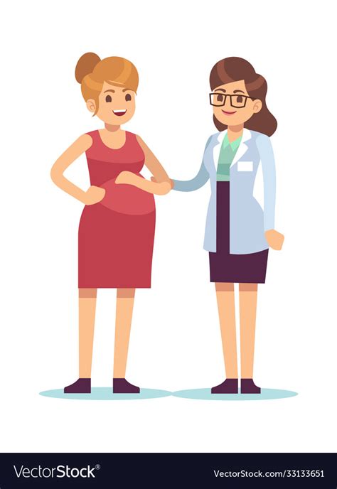 Doctor And Pregnant Woman Young Female Character Vector Image