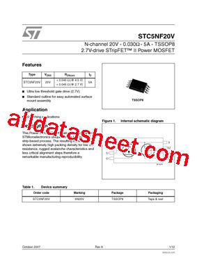 STC5NF20V 0710 Datasheet PDF STMicroelectronics