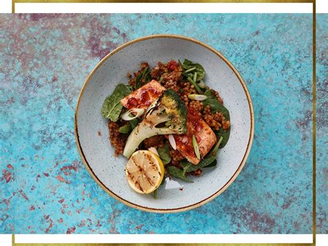 Simply mix up a rocket salad with giant couscous, tomatoes, courgette and peppers. Healthy Takeaway from Halo Kitchen | All Bar One Newhall ...