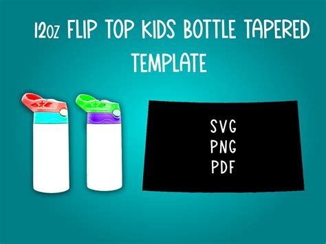 12oz Kids Bottle Flip Top Tapered Tumbler Template Sublimation Etsy