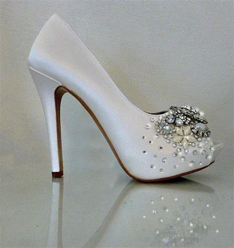 Ivory Silk Wedding Shoes Crystal And Pearl Bridal Heels Sparkly