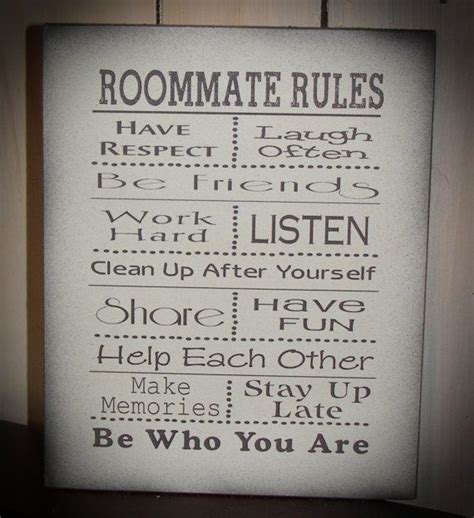 Roommate Rules Great For Dorm Room At College Or Apartment Wood Sign