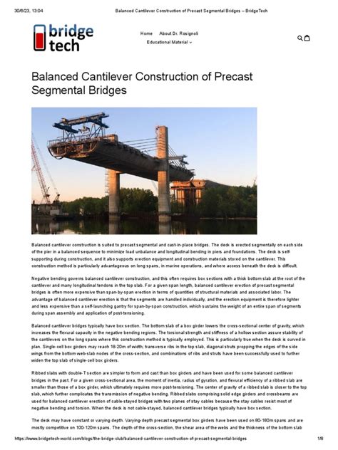 Balanced Cantilever Construction Of Precast Segmental Bridges