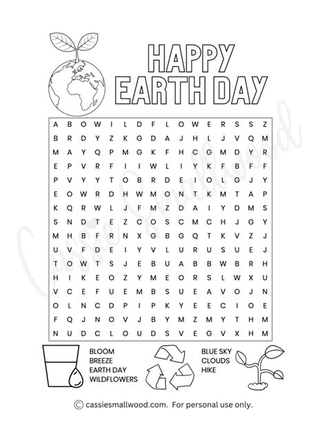 Fun Earth Day Word Search Worksheets Free Printable Cassie Smallwood