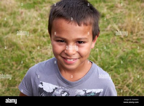 9-year-old boy smiling Stock Photo - Alamy