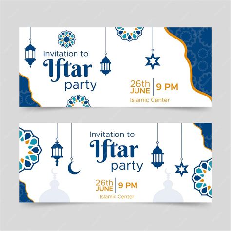 Premium Vector Flat Iftar Party Banners Design