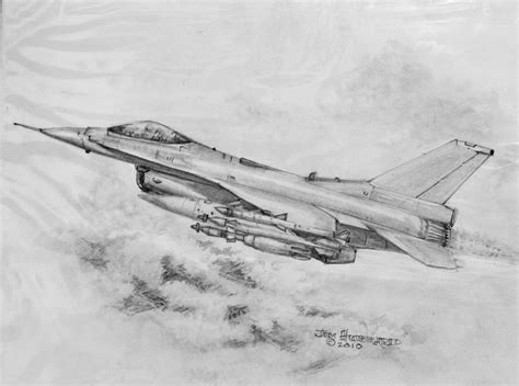 Usaf F 16 Fighting Falcon Drawing By Jim Hubbard