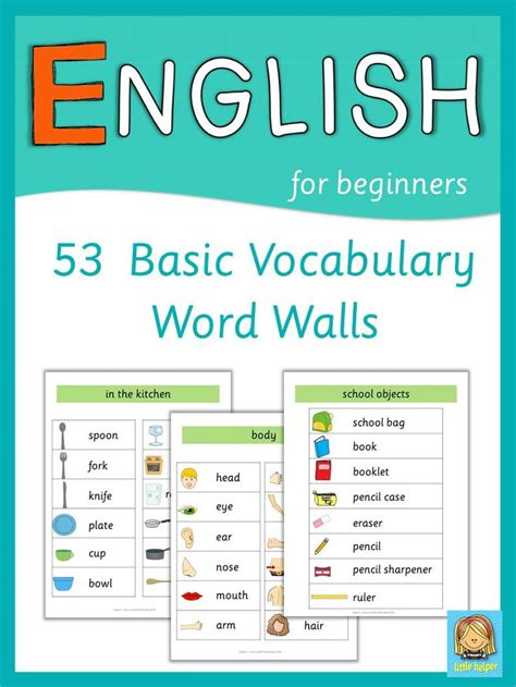 This Set Has 53 English Word Walls For Your Esl Lessons They Are A