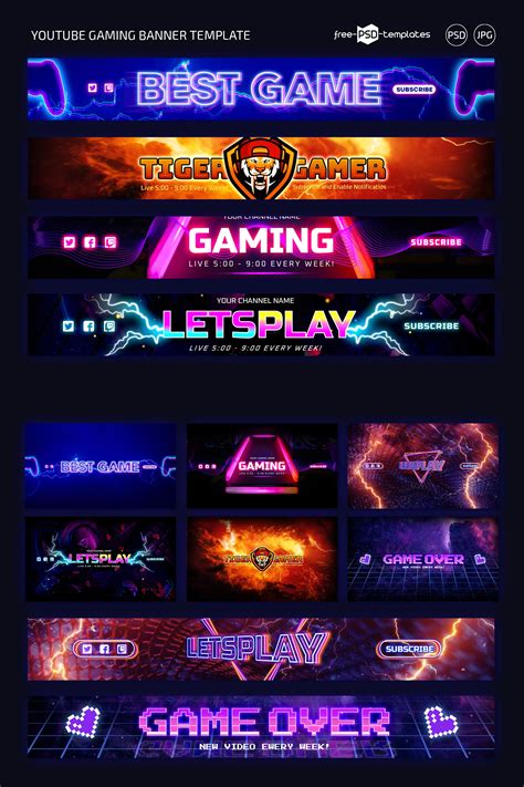 Free Youtube Gaming Banner Templates For Photoshop Psd